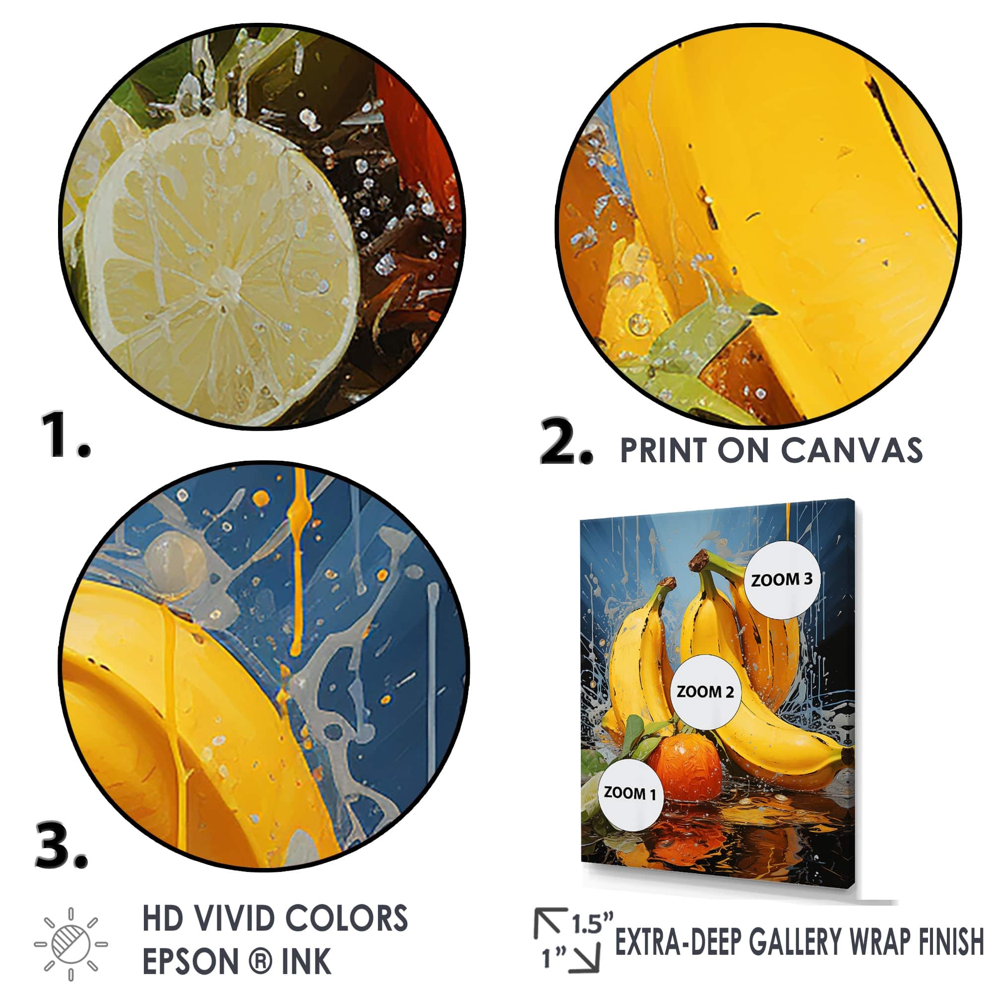 Designart "Banana Yellow Sunshine Swatches I" Fruits Wall Art Bed